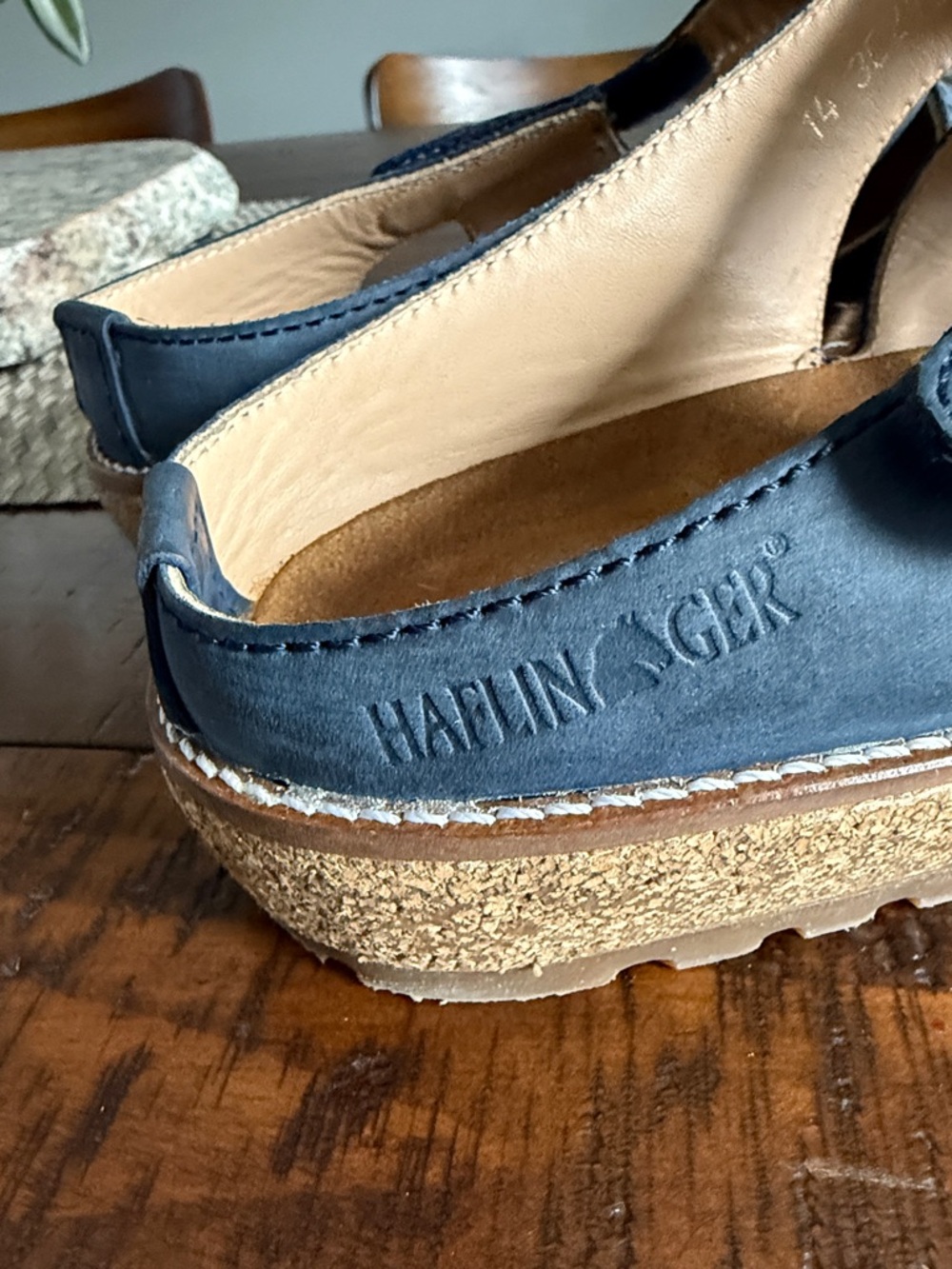 Haflinger Navy Blue Leather Clog Mules - Picture 3 of 8
